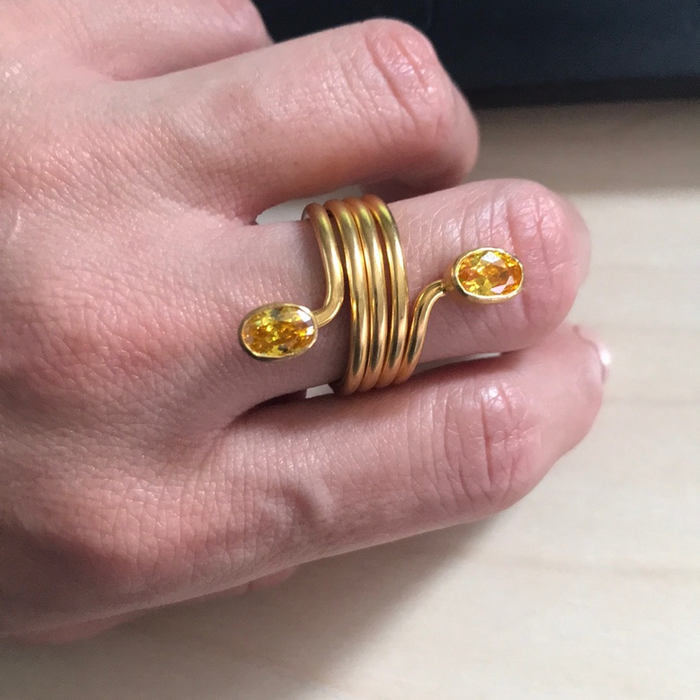 Gorgeous 24kt gold plated with canary stones BNWT